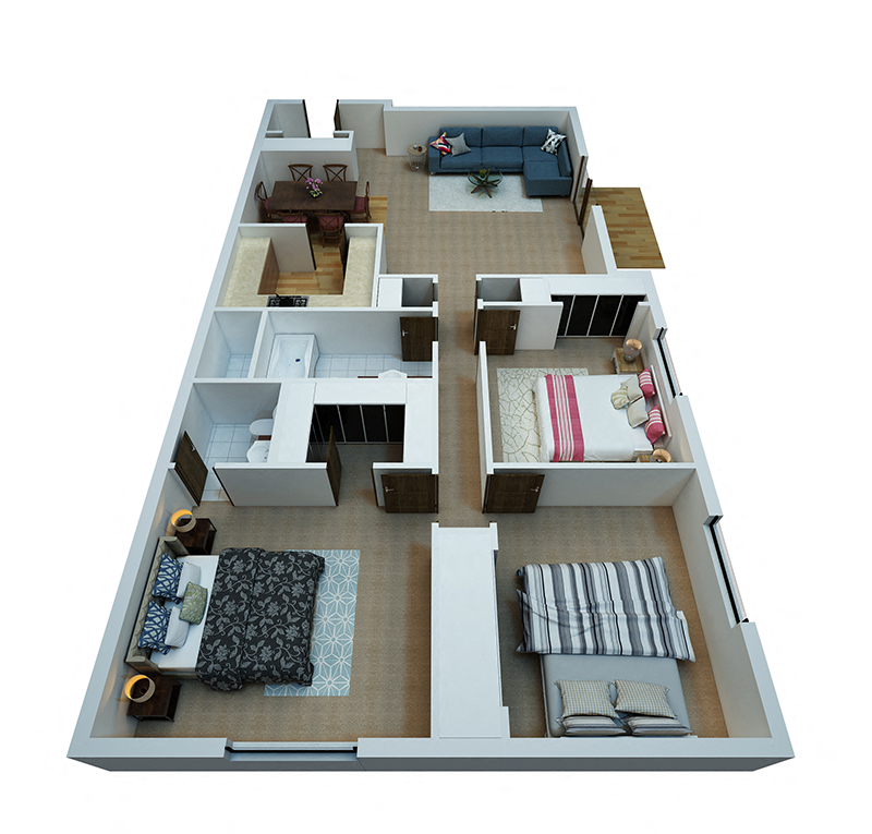 3 Bedrooms / 2 Bathrooms