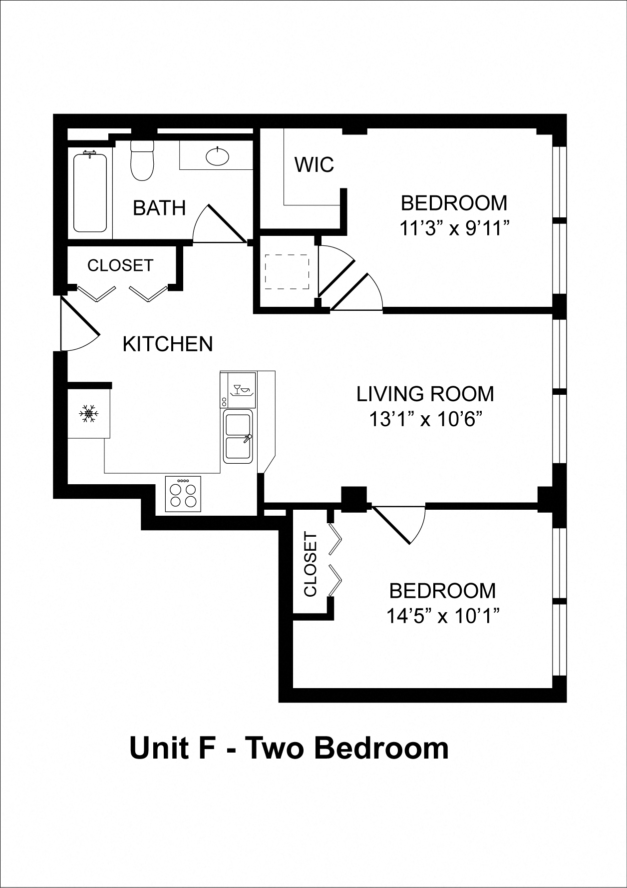 2 Bedrooms / 1 Bathroom