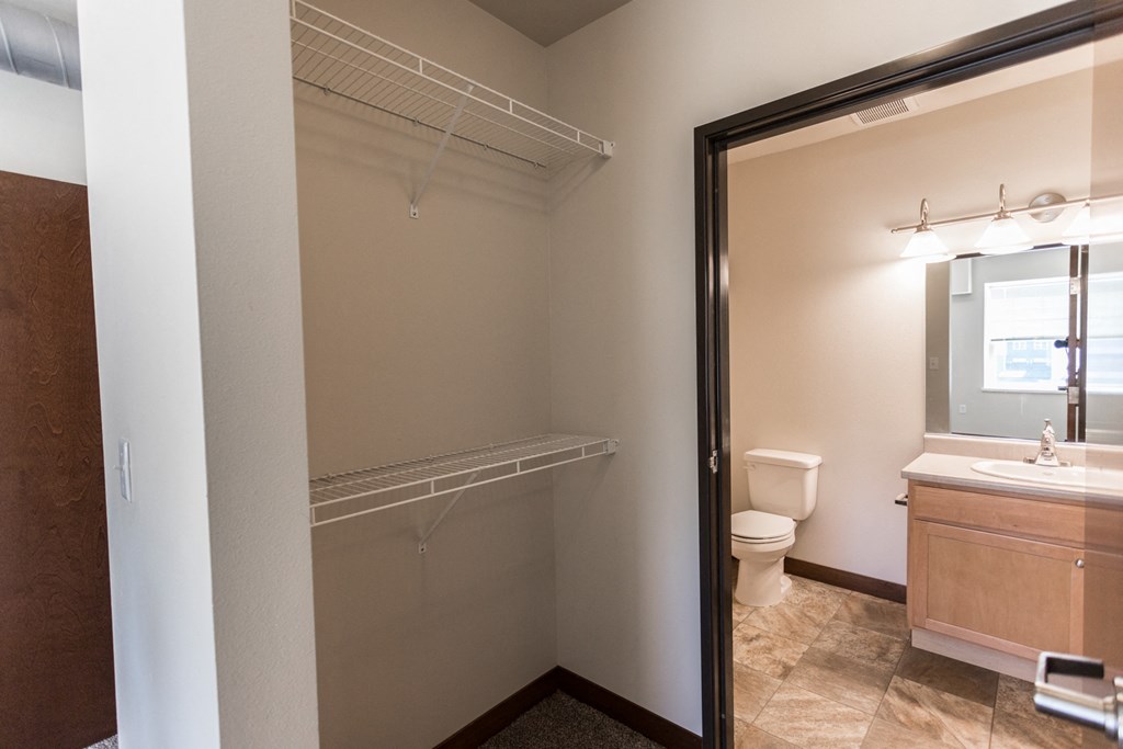 walk in closet and bathroom