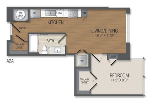 A1A Floor Plan at The Acadia at Metropolitan Park, Arlington, 22202