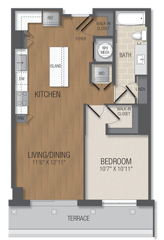 A2C Floor Plan at The Acadia at Metropolitan Park, Arlington, VA, 22202