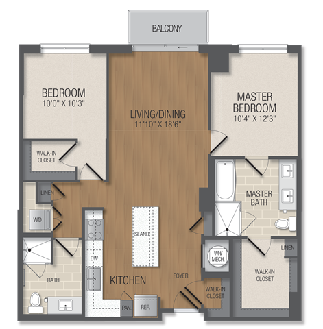 B7 Floor Plan at The Acadia at Metropolitan Park, Arlington
