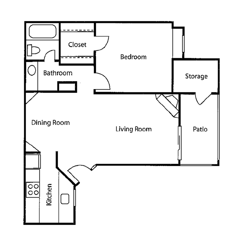 1 bed 1 bath reno Floor Plan 1