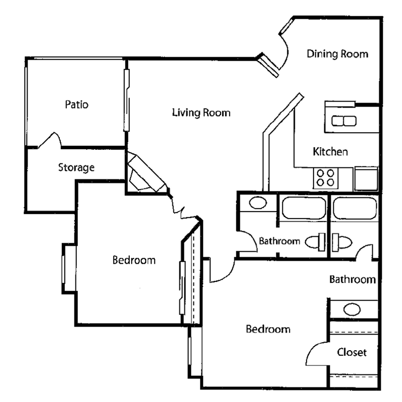 2 bed 2 bath reno Floor Plan 3