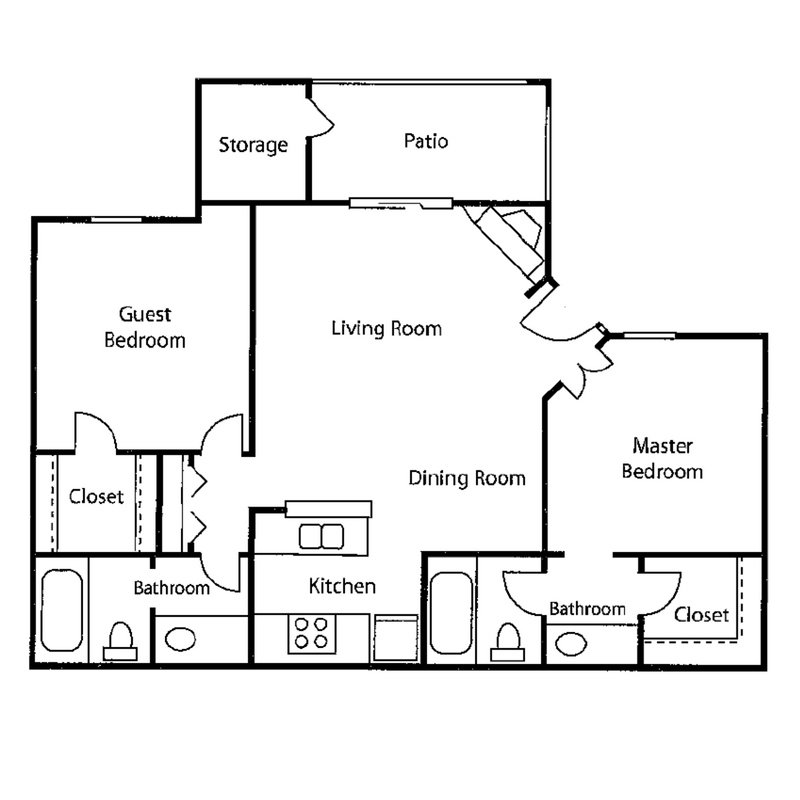 2 bed 2 bath reno Floor Plan 2