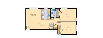 2 bed 1 bath B3 Floor Plan at The Fields of Falls Church, Falls Church