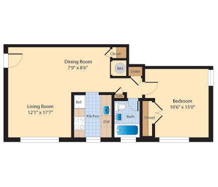 A1 Floor Plan at The Fields of Falls Church, Falls Church, VA