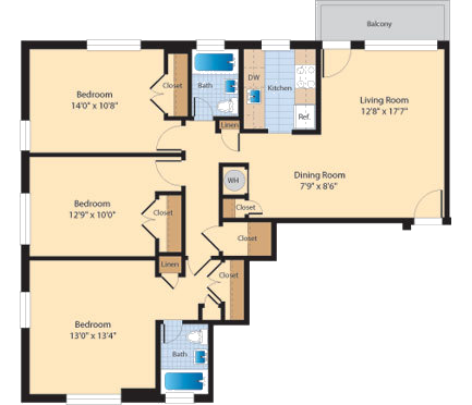 C1 Floor Plan at The Fields of Falls Church, Falls Church, Virginia