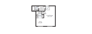 Studio  S2 Floor Plan at The Fields of Arlington, Virginia