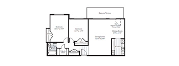 2 bed 1 bath B4a Floor Plan at The Fields of Arlington, Arlington, Virginia