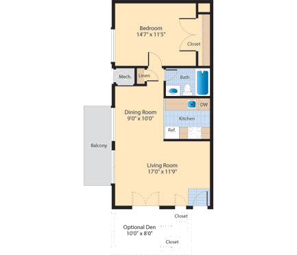 A2 Floor Plan at The Fields of Alexandria, Alexandria, 22304