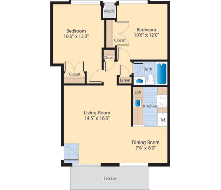 B5 Floor Plan at The Fields of Alexandria, Alexandria, Virginia
