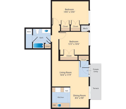 B6 Floor Plan at The Fields of Alexandria, Virginia