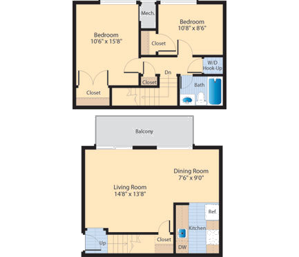 B3 Floor Plan at The Fields of Alexandria, Alexandria, VA
