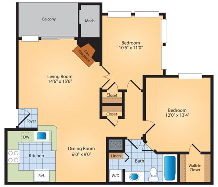 A1D Floor Plan at Cascades Overlook, Sterling, VA, 20165