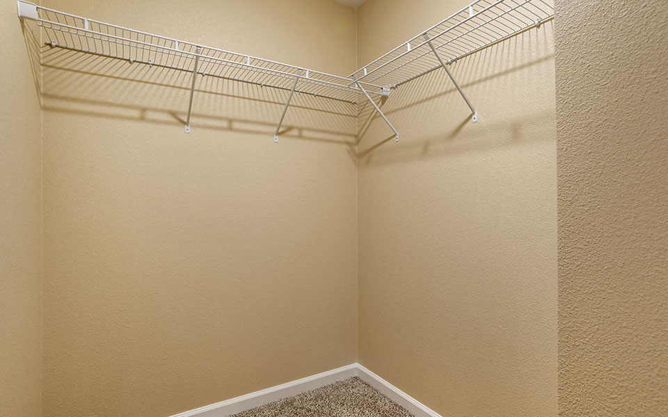 the spacious walk in closets in the bedrooms of the apartments for rent