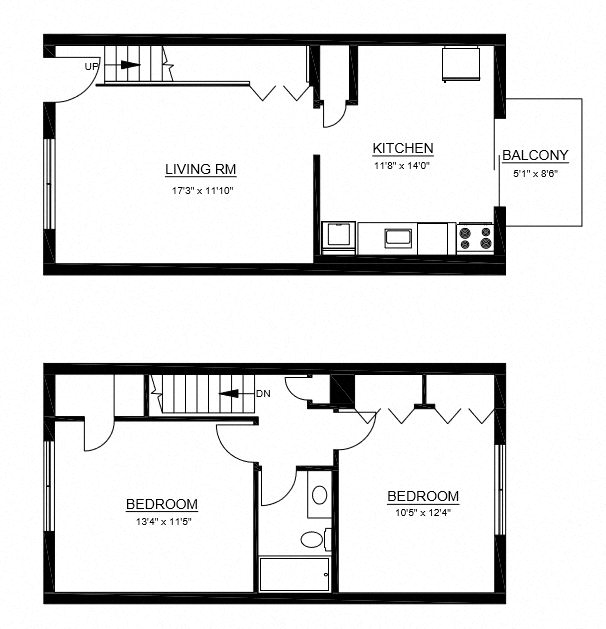 B1 - 2 Bed 1 Bath Townhome