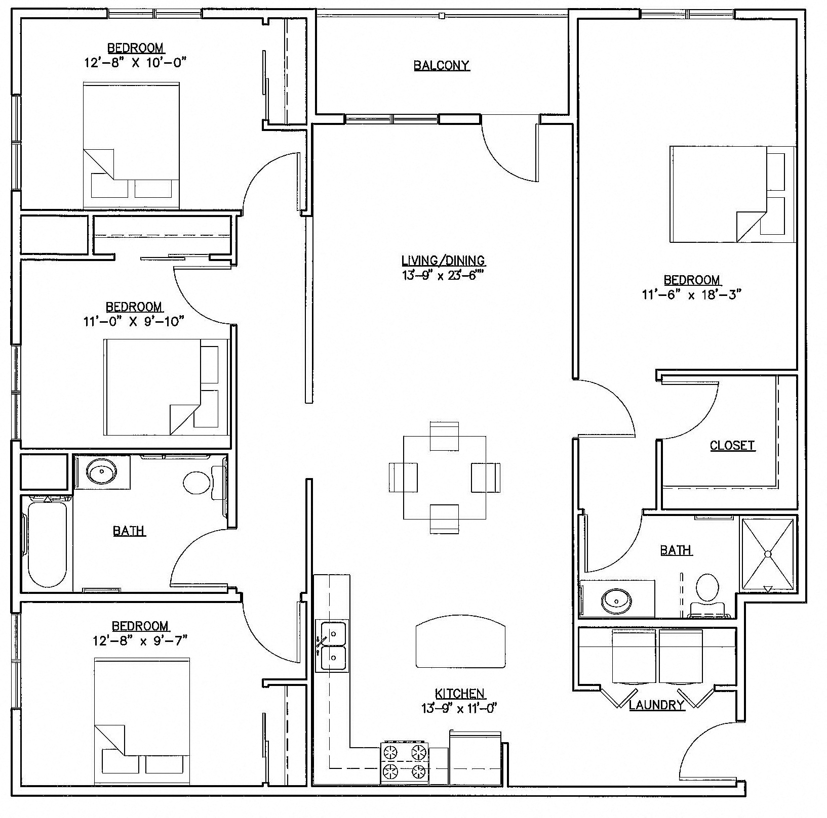4 BR B ADA 1661 sqft
