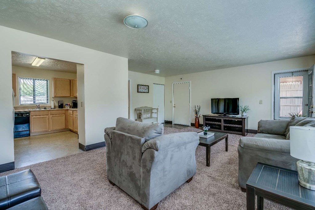 a living room with a couch and a tv