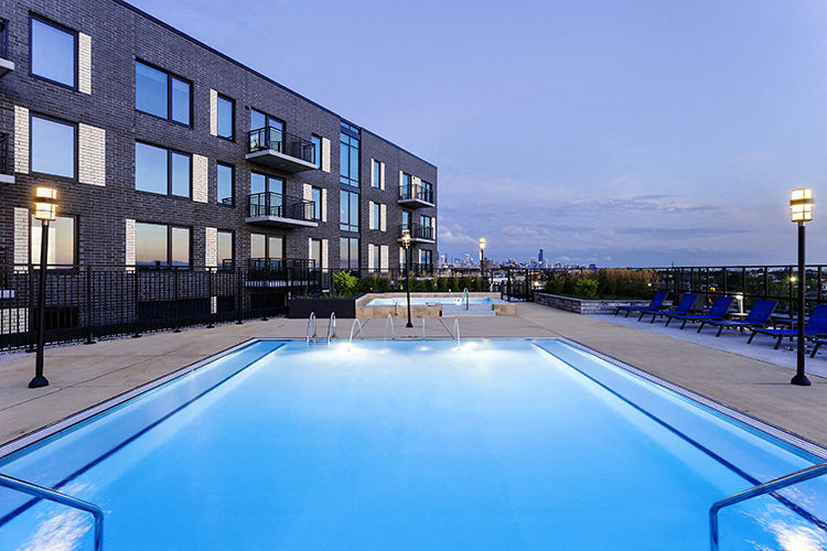 Pool Deck at Residences at Addison Clark Apartments, Chicago, IL