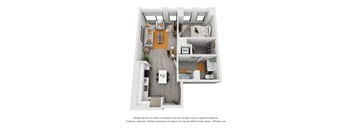 1 bed 1 bath 718 Sq. Ft. 1C floorplan  at Residences at Addison Clark, Chicago