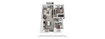 1 bed 1 bath floorplan N at Residences at Addison Clark, Chicago, IL, 60613