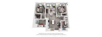 2 bed 2 bath floor plan B at Residences at Addison Clark, Illinois