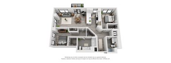 2 bedroom 2 bath floor plan M at Residences at Addison Clark, Chicago, IL, 60613