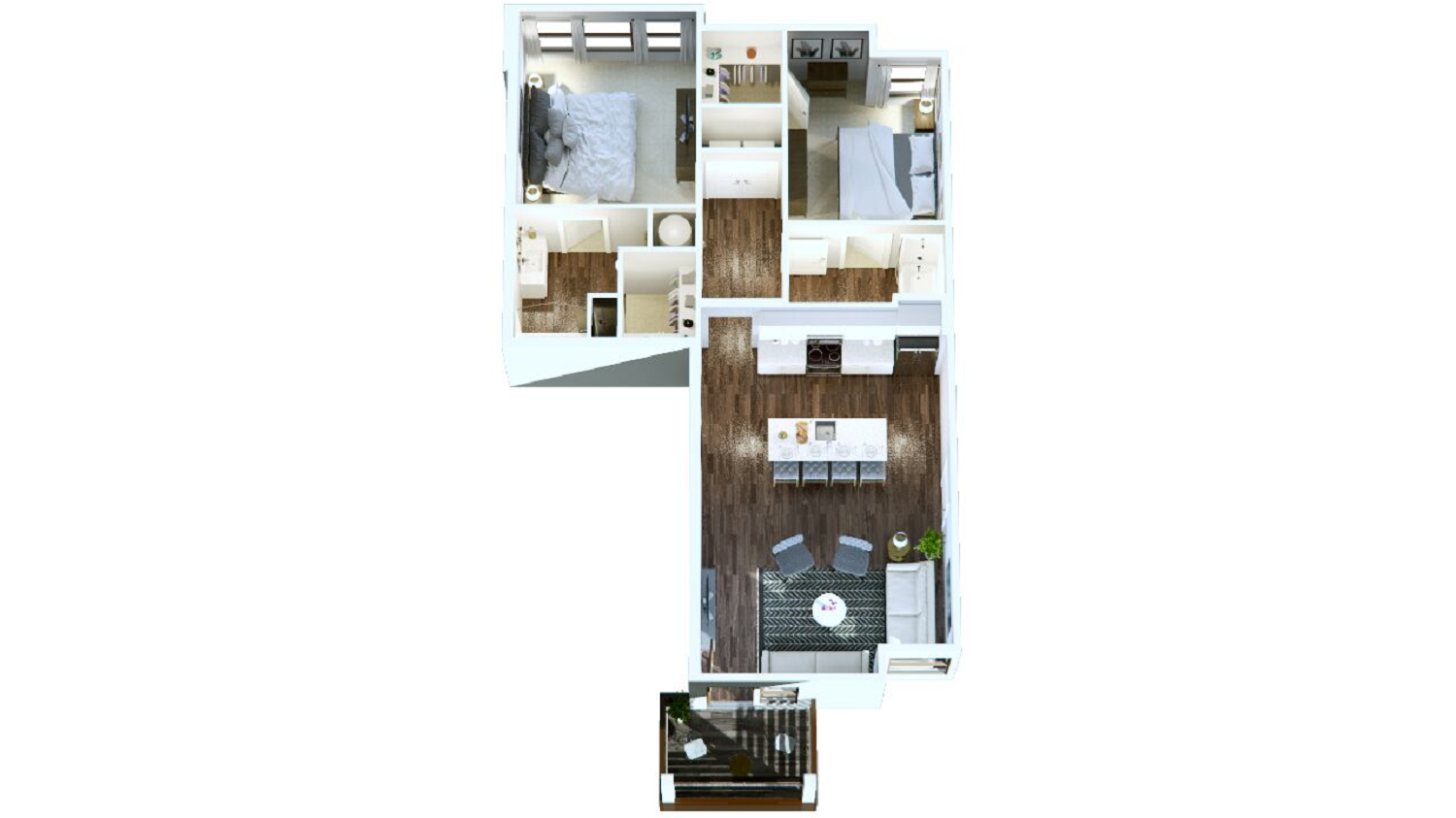 Dogwood- Two Bedroom/Two Bath- 1,128 sf Floor Plan 5