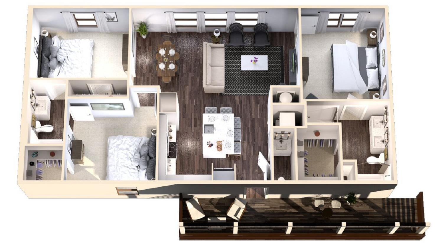 Hickory- Three Bedroom/Two Bath- 1,418 sf Floor Plan 7