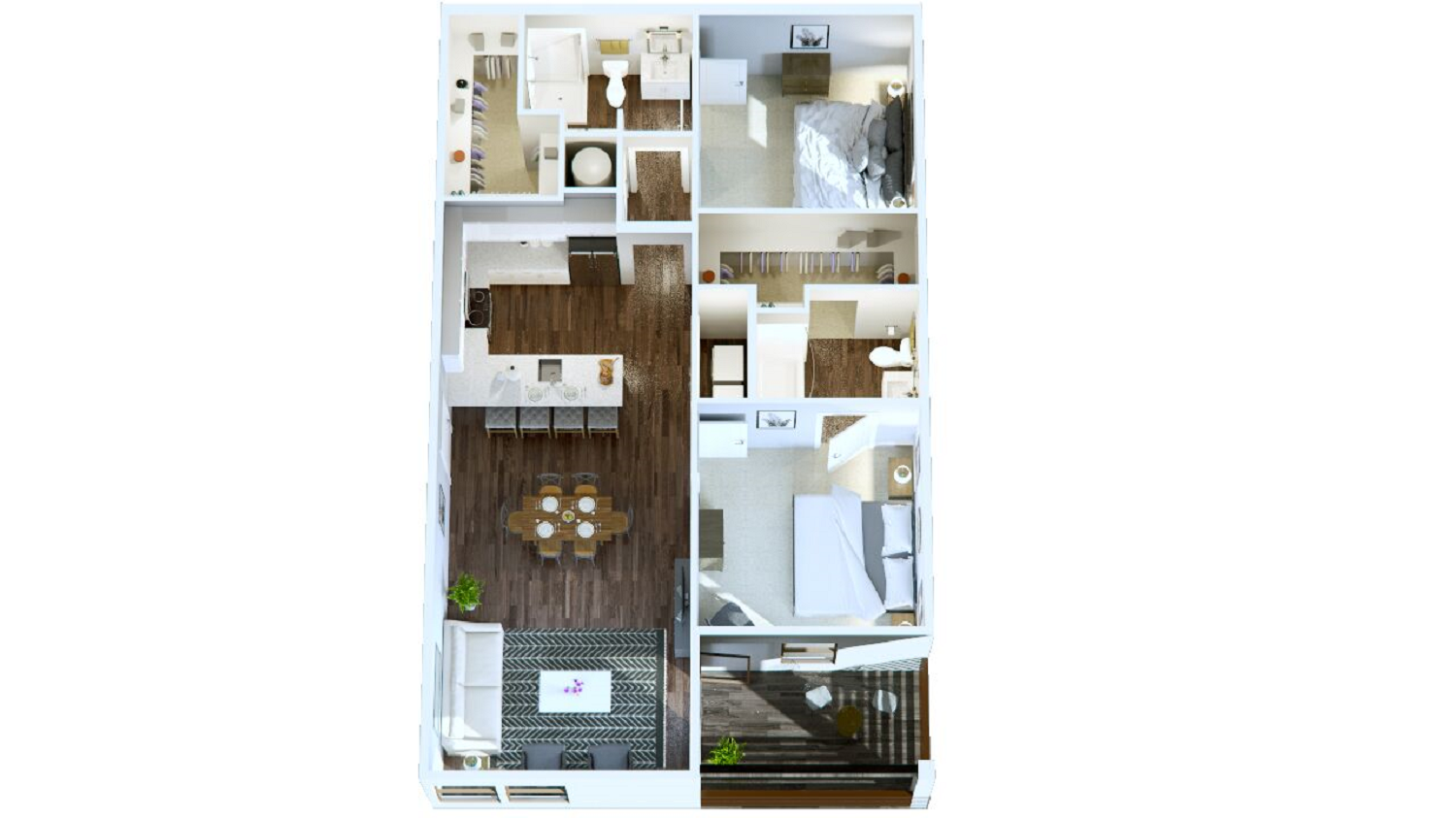 Oakwood- Two Bedroom/Two Bath- 1,168 sf Floor Plan 6