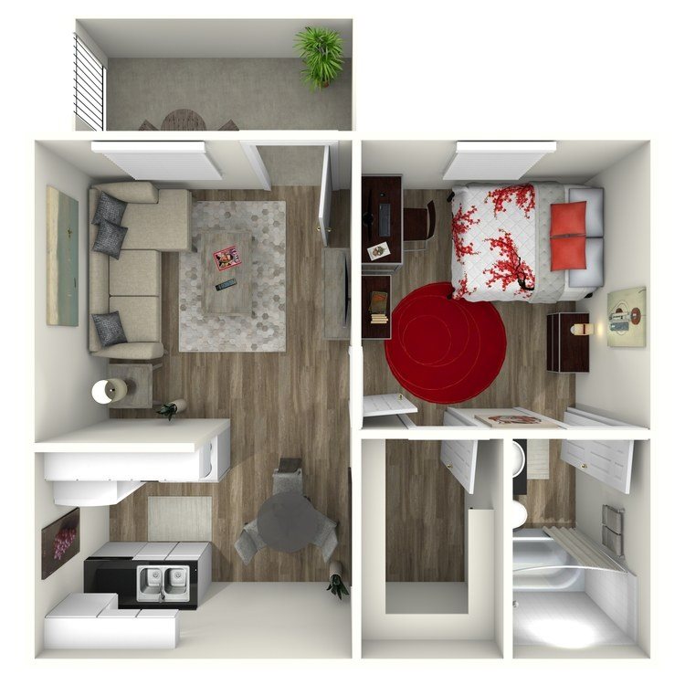 1 BED 1 BATH A Floor Plan 1