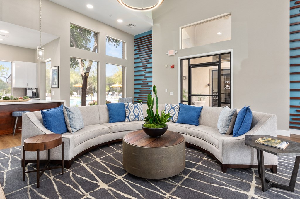 a living room with a couch and a coffee table