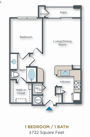 Vue Park West One Bedroom/ One Bathroom One bed, one bath apartment with patio and storage space