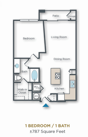 Vue Park West One Bedroom One bedroom, one bath with walk in closet and patio with storage