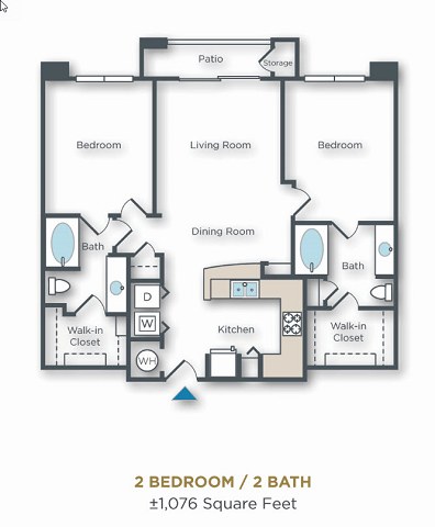Vue Park West 2 bed 2 bath 2 bed 2 bath with washer dryer, patio and 1076 sq ft