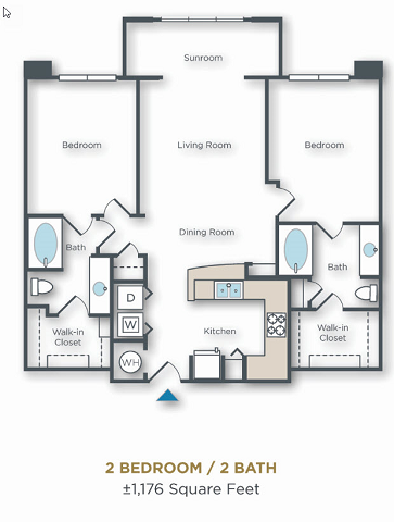 Vue Park West 2 bed 2 bath 2 bed 2 bath with sunroom 1176 sqft