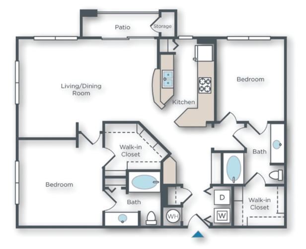 Poppy 2 bed 2 bath with patio