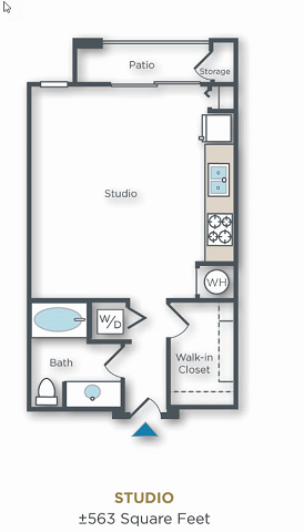 Vue Park West Studio Vue Park West studio apartment with walk in closet and balcony
