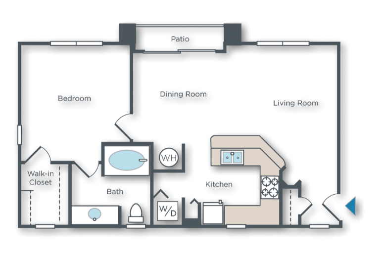 Barberry 1 bed 1 bath with patio