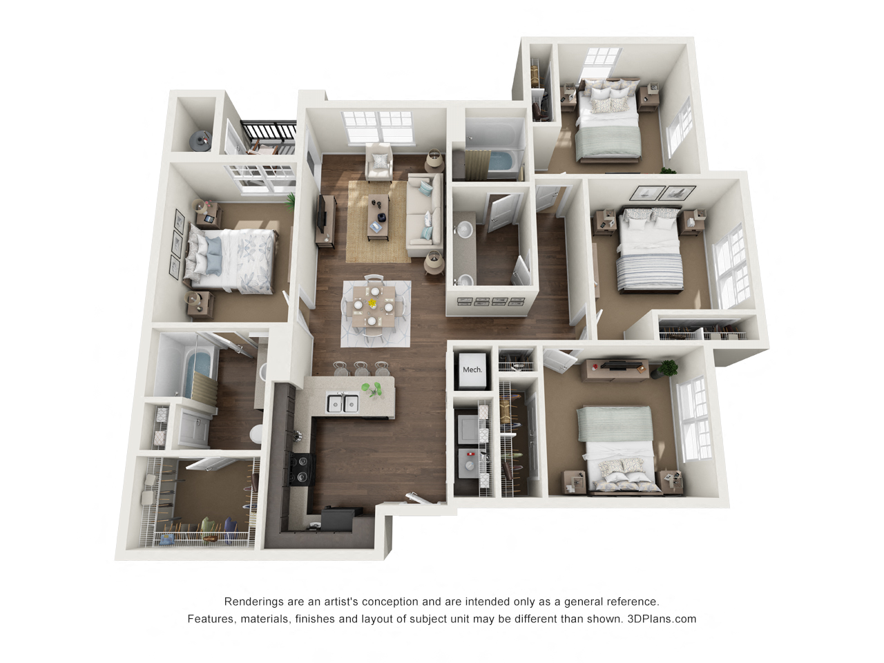 4 Bed 2 Bath D1 Floor plan at The Bridge at Harris Ridge, Austin, 78754