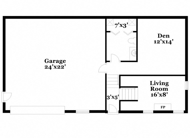 a floor plan of a small house with a bedroom and a living room