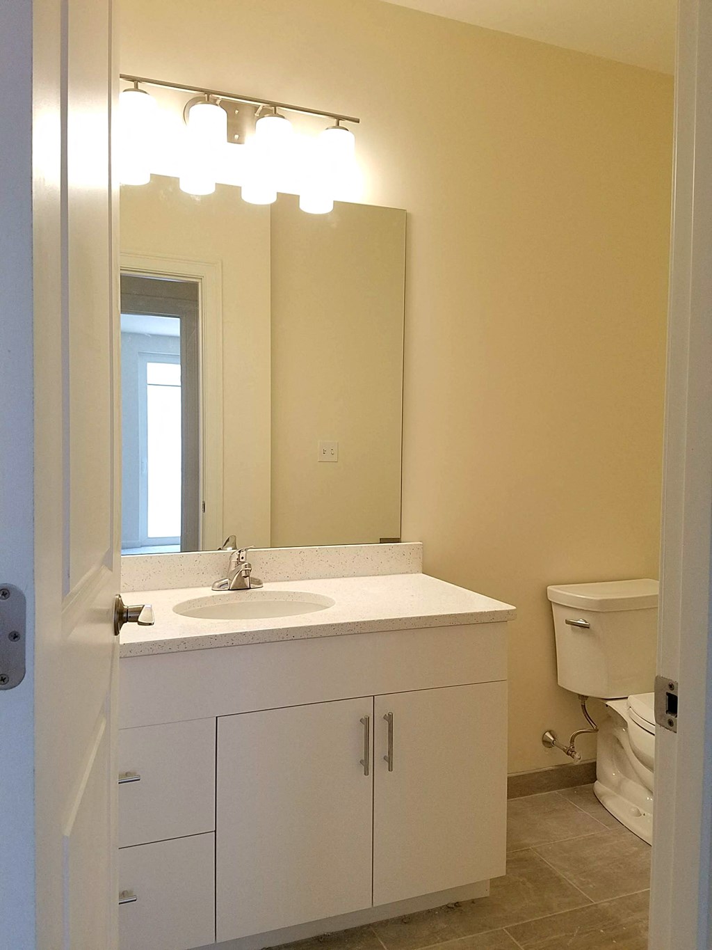 a bathroom with a sink and a mirror and a toilet