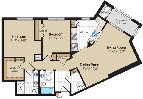 Longstreet Floorplan at The Marque Apartments, Virginia, 20155