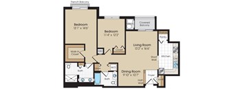 Louvre Floorplan at The Marque Apartments, Gainesville, VA, 20155
