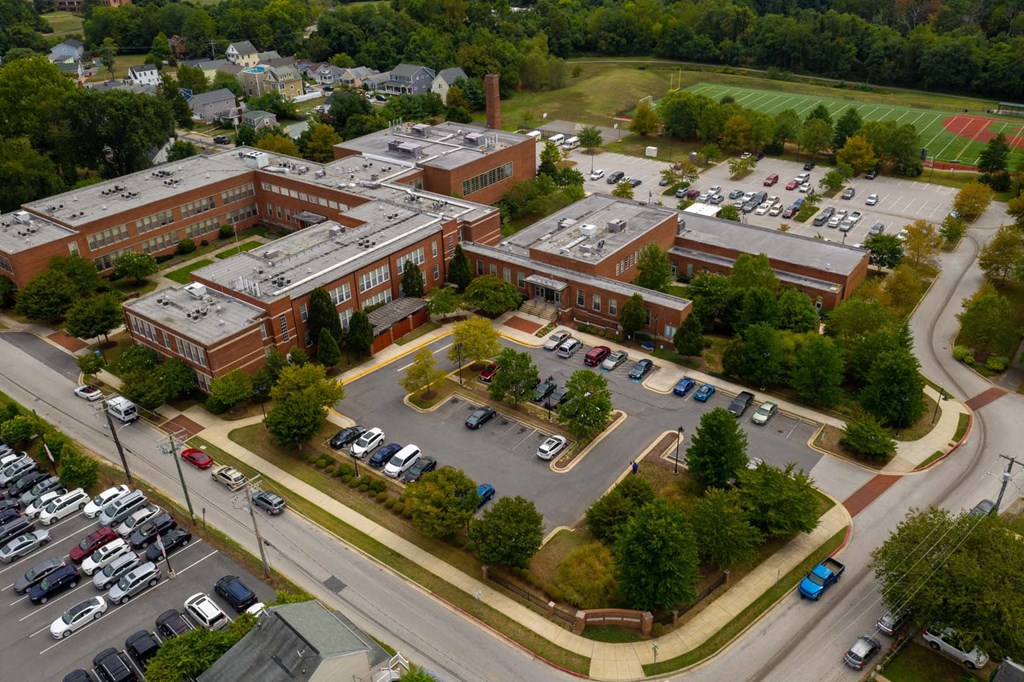 an aerial view of the campus