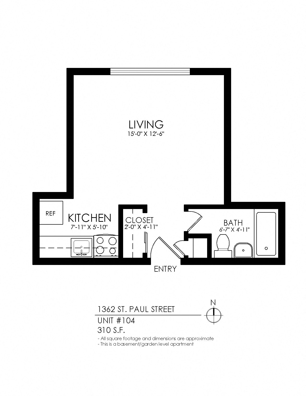 Studio, 1 Bathroom