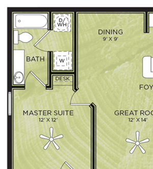 1 Bedroom 1 Bathroom Floor Plan