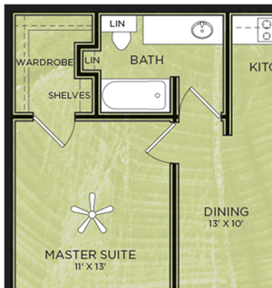 1 Bedroom 1 Bathroom Floor Plan