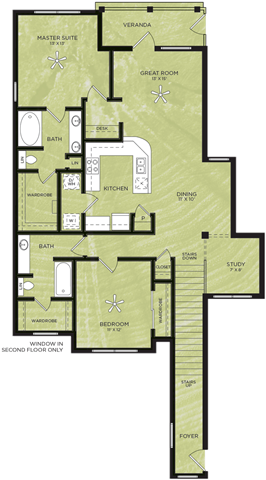 2 Bedroom 2 Bathroom Floor Plan